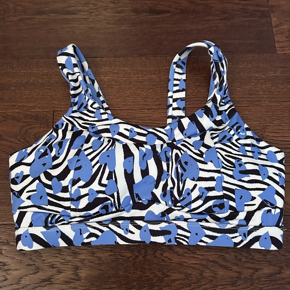 Blue and Black Sports Bra, Animal print high support